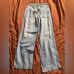 Casual Light Blue Wide Leg Jeans